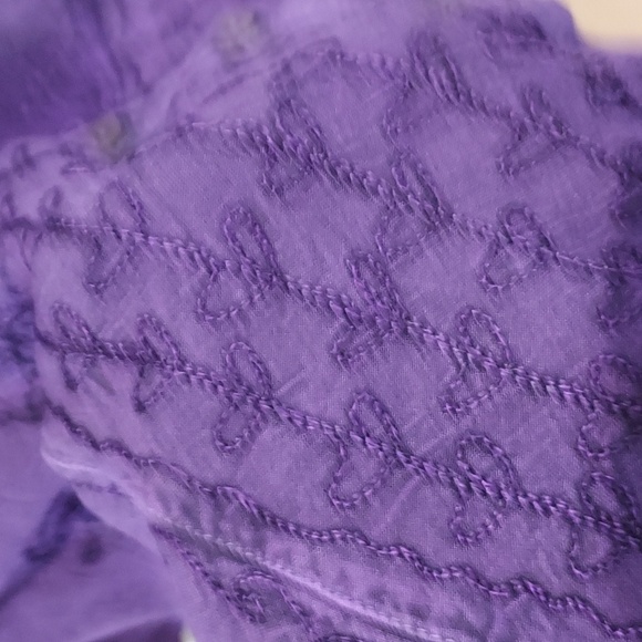 Bohemian Rope Embroidered Indigo Purple Button-up Front and Tie Back Size XL - Picture 5 of 8